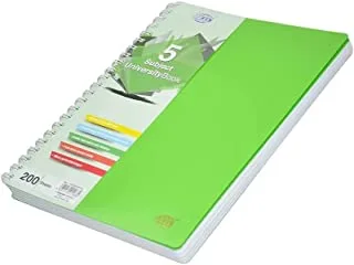 FIS FSUB5SPPPA 5200 ورقة صغيرة مثقبة الصفحات كتب جامعية ، مقاس A4 ، أخضر