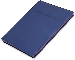 FIS FSCL18 18 Sheets Italian PU Cover without Window Signature Book with Gift Box, 240 mm x 340 mm Size, Blue