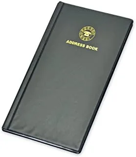 FIS FSAD115217PE 52 ورقة دفتر عناوين إنجليزي مع غطاء PVC ، مقاس 115 × 217 مم ، أسود