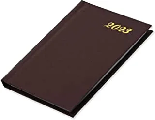 دفتر يوميات للجيب من Fis 2023 بغلاف صلب إنجليزي من الفينيل - شوكولاتة - FSDI12EN23CH