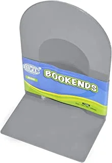 FIS Plastic Body Bookend 2-Pieces, 135 mm x 88 mm x 200 mm Size, Grey