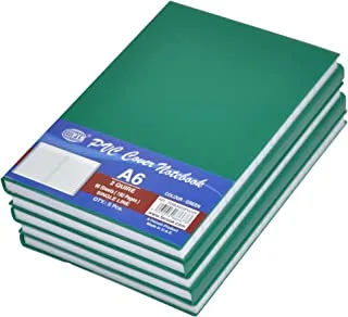 FIS 96 Sheets 192 Pages Single Line PVC Cover Note Book 5-Pieces Set, A6 Size, Green