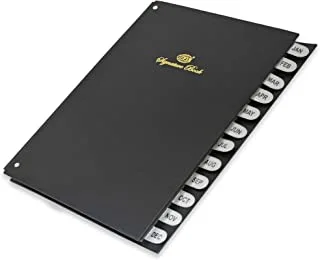 FIS FSCLJAN-DEC غلاف كتاب توقيع من الفينيل مكون من 12 قسمًا ، مقاس 240 × 340 مم ، أسود