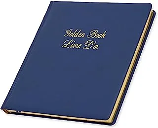 FIS 96 ورقة 100 جم / متر مربع غطاء من البولي يوريثان الإيطالي ورق عاجي كتاب ذهبي بإطار ، مقاس 280 مم × 275 مم ، أزرق