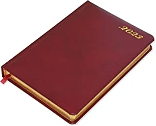 FIS A5 Diary 2023 (English) Golden Bonded Leather, Maroon - FSDI26EGB23MR