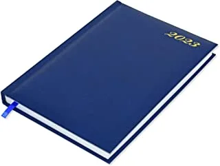 دفتر مذكرات مقاس A5 من Fis 2023 ، فينيل ، إنجليزي جانب واحد مبطن باللون الأزرق - FSDI18E23BL