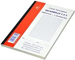FIS FSDUA55MMNCR 5mm Square Original with 1 NCR Sheet French Duplicate Books 10 Pieces Set, A5 Size
