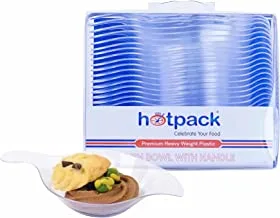 Hotpack Heavy Weight Plastic Dish Bowls with Handle 24-Pieces