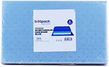 Hotpack Rectangular Blue Cake Board 15cm x 25cm, 5 Pieces