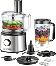 BLACK+DECKER Multifunction Food Processor, 750W, 2L Capacity, 25 Functions, 2.3L Gross/1.5L AS Blender Jar. 2 Speed Control For Chopping, Slicing, Kneading & Whisking, 2 years warranty, FX760SB-B5