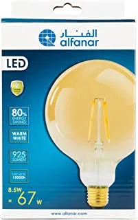 Alfanar 8W Filament Globe LED Bulb, Warm White ENERGY EFFICIENT