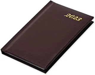 دفتر يوميات للجيب من Fis 2023 من الفينيل الإنجليزي - جانب مبطن لعرض الأسبوع بلون الشوكولاتة - FSDI12E23CH