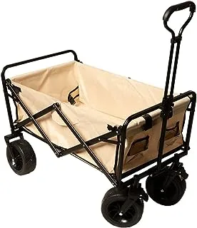 ALSafi-EST Beach & Camping Folding Trolley Cart,Folding Trolley - With Fabric Box - Beige