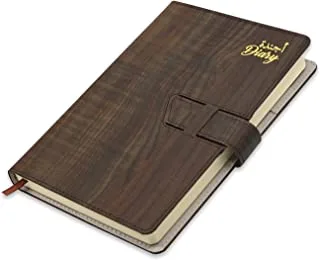 دفتر يوميات مقاس A5 2023 عربي انجليزي من الفينيل مخيط صلب شوكولا - FSDI80AE23CH