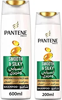 Pantene Pro-V Smooth & Silky Shampoo Pack, 600ml & 200ml