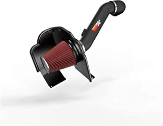 K&N Cold Air Intake Kit with Washable Air Filter: 2016-2019 Chevy/GMC Heavy Duty (Silverado 2500 and 3500, Sierra 2500 and 3500) 6.0L V8, Black Metal Finish with Red Oiled Filter, 77-3090KTK