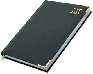 دفتر يوميات أجندة 2023 من FIS (عربي / إنجليزي) ، مبطن من جانب واحد ، زوايا ذهبية ، أخضر - FSDI75AEVG23GR
