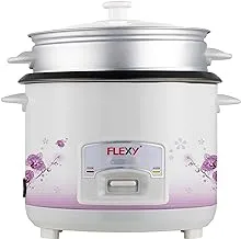 طباخ أرز كهربائي مع قدر بخار FLEXY® ألمانيا 2.8 لتر | 1000 واط | وعاء داخلي غير لاصق ، طهي تلقائي ، تنظيف سهل ، حماية من درجات الحرارة العالية - جعل الأرز والبخار طعامًا صحيًا وخضروات