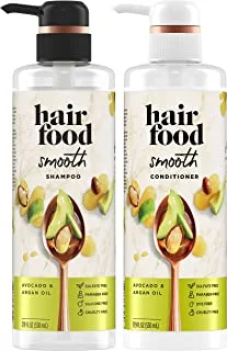 Hair Food Sulfate Free Smoothening Shampoo and Conditioner with Avocado and Argan Oil, 2 x 300 ml