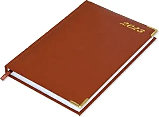 دفتر مذكرات مقاس A5 من Fis 2023 ، ذهبي ، فينيل إنجليزي ، 1 جانب مبطن بني - FSDI22E23BR