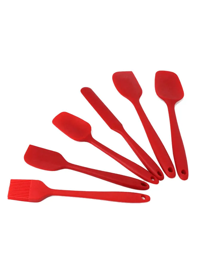 Generic 6-Pieces Flexible Non-Stick Heat Resistant Silicone Spatula For Cooking, Baking And Mixing Red