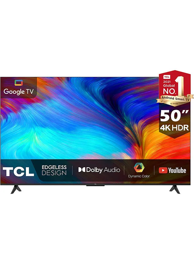 TCL 50 Inch 4K UHD Smart Google TV With Built-in Chromecast And Google Assistance, Hands-free Voice Control, Dolby Audio, HDR10 Micro Dimming technology, Edgeless Design 50P635 Black