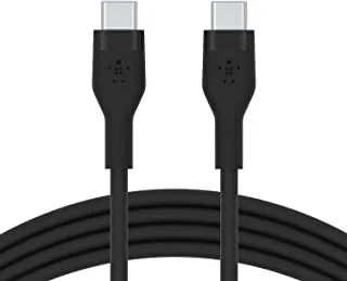 Belkin BoostCharge Flex silicone USB C charger cable, USB-IF certified USB type C to USB type C charging cable for iPhone 15, Samsung Galaxy S23, S22, iPad, MacBook, Note, Pixel and more - 1m, black