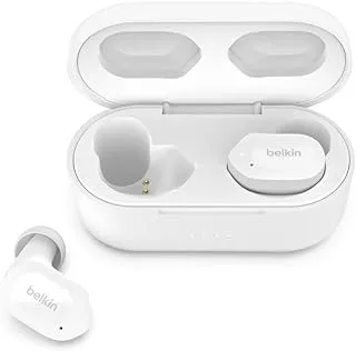 Belkin soundform play true wireless earbuds, wireless earphones with 3 eq presets, ipx5 sweat and water resistant, 38 hours play time for iphone, galaxy, pixel and more - white, (s/m/l)