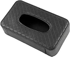 Car Tissue Holder PU Leather Clip Car Sun Visor Tissue Box Holder for Facial Tissue and Other Napkin Papers -Black