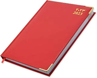 دفتر يوميات أجندة 2023 من FIS (عربي / إنجليزي) ، مبطن من جانب واحد ، زوايا ذهبية ، أحمر - FSDI75AEVG23RE