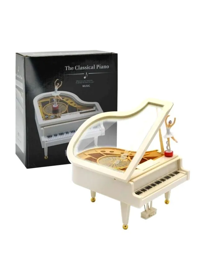 Generic صندوق موسيقى بيانو ميكانيكي كلاسيكي أبيض / ذهبي / أسود