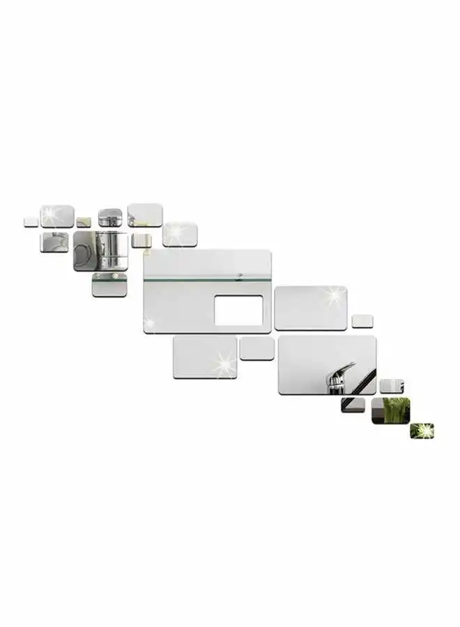 FUNLIFE Geometric Environmentally Friendly Removable Mirror Wall Sticker Silver