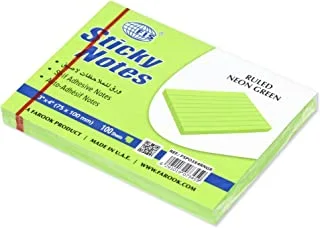 FIS Sticky Note Pad, 3X4 inches, Pack of 12, Ruled Neon Green -FSPO3X4RNGR