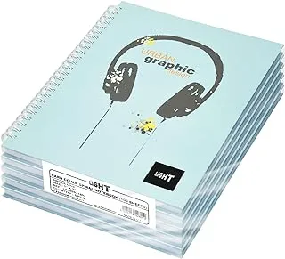 FIS LINBS971802 Single Line 100 Sheets Spiral Hard Cover Notebook 5-Pieces, 9-inch x 7-inch Size