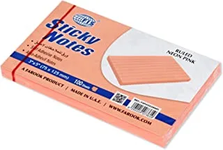 FIS Sticky Note Pad, 3X5 inches, Pack of 12, Ruled Neon Pink -FSPO3X5RNPI