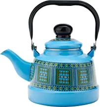 AL RIMAYA Asiri Design Enamel Coated Tea Kettle, 2.3 Liter Capacity, Blue