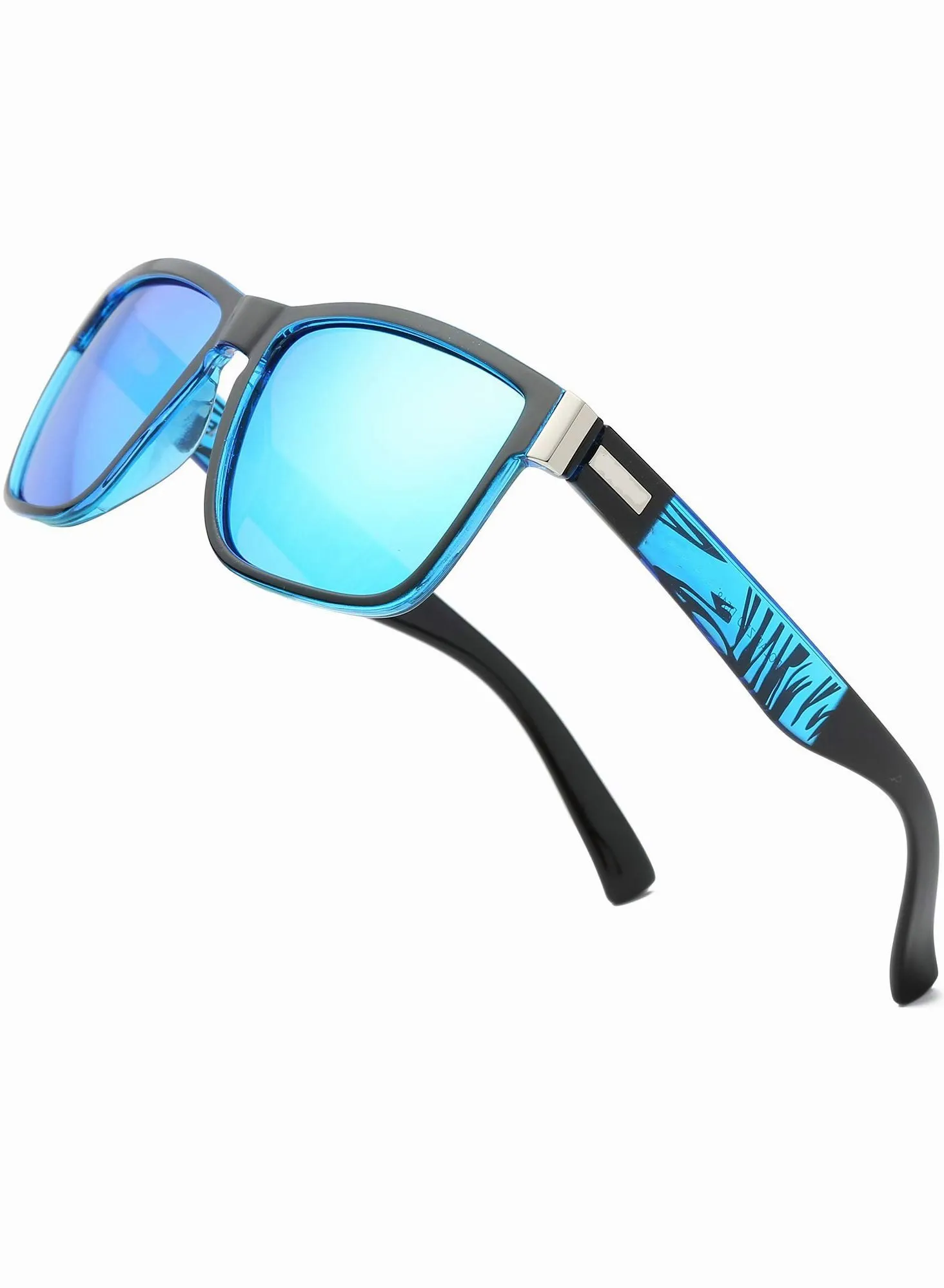 roaiss Retro Style Mens Polarized Sunglasses Square (Blue)