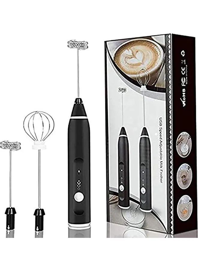 XiuWoo 3-Piece Electric Milk Frother And Whisk Set Black/Silver