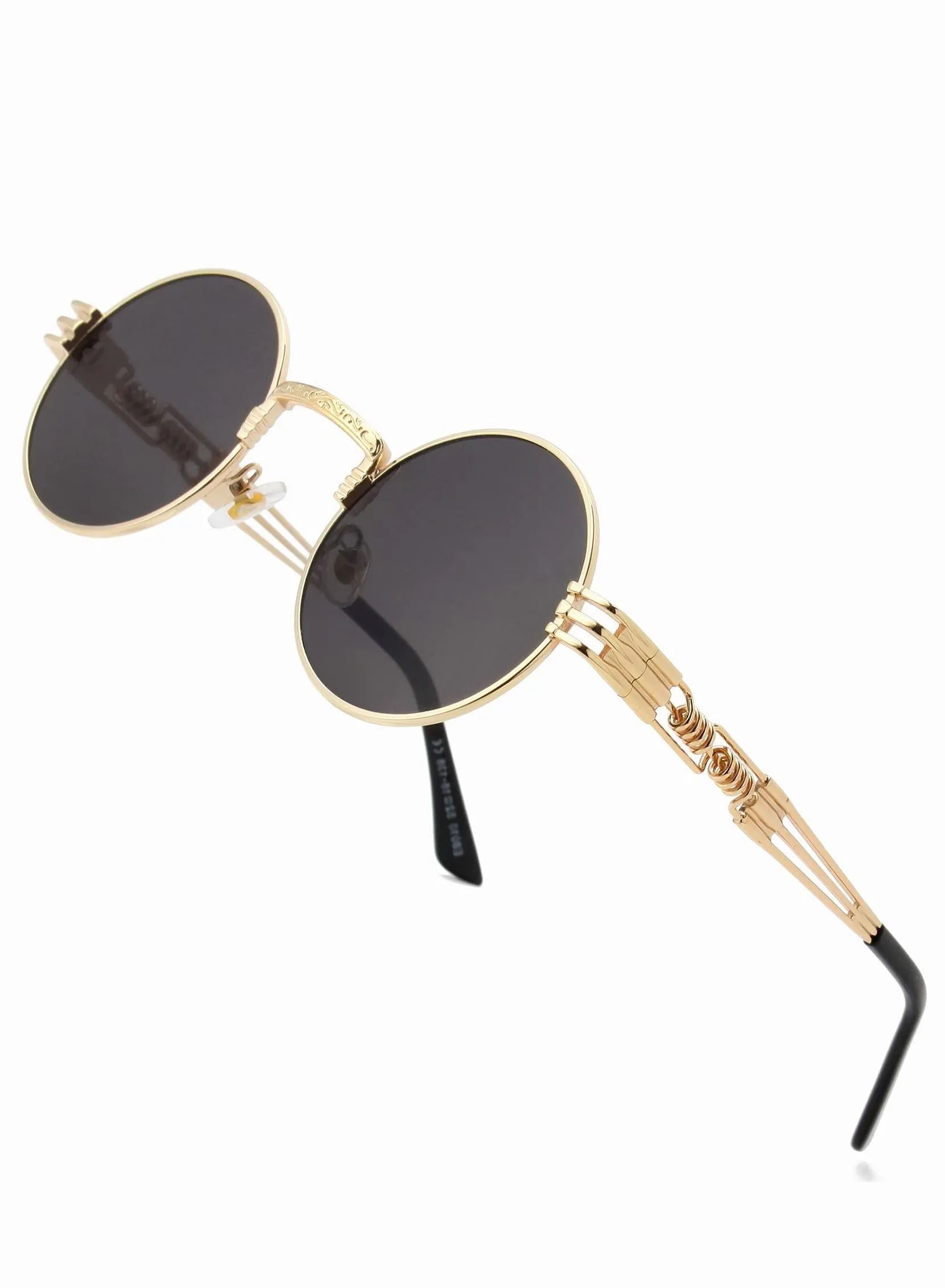 نظارات شمسية مستديرة Steampunk من Roaiss للرجال والنساء، نظارات هيبي بإطار معدني 100% عدسات تحجب الأشعة فوق البنفسجية