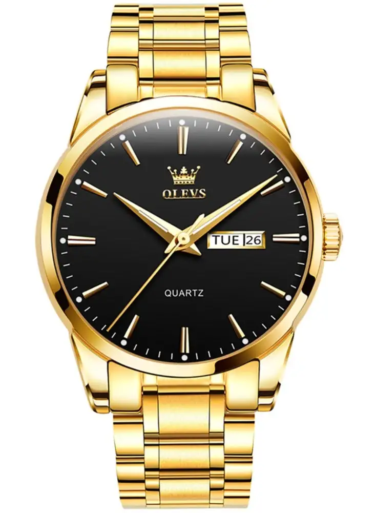 OLEVS Men's Waterproof Analog Wristwatch - 39 mm - Gold