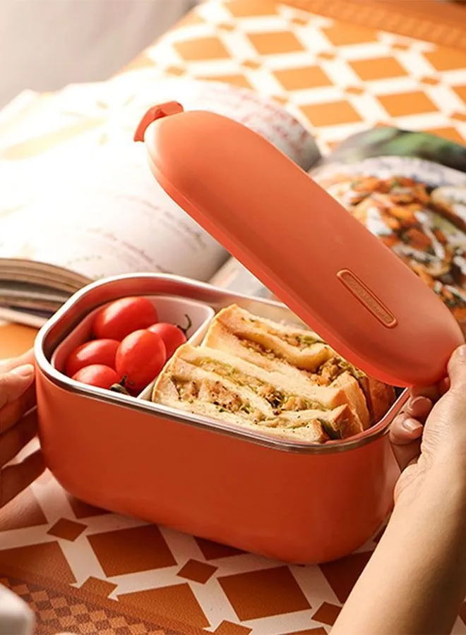 Arabest 1.0L Heated Electric Lunch Box Car Truck Food Warmer Food Grade 304 Stainless Steel Container Portable Lunch Heater Bento Box Orange