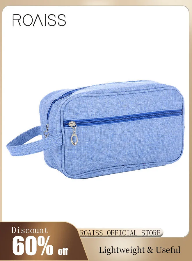 roaiss Outdoor Wash Bag Portable Storage Bag Waterproof Clutch Bag Large Capacity Makeup Cosmetic Handbag Packing Organizers for Men Women Travel Business Trip Light Blue