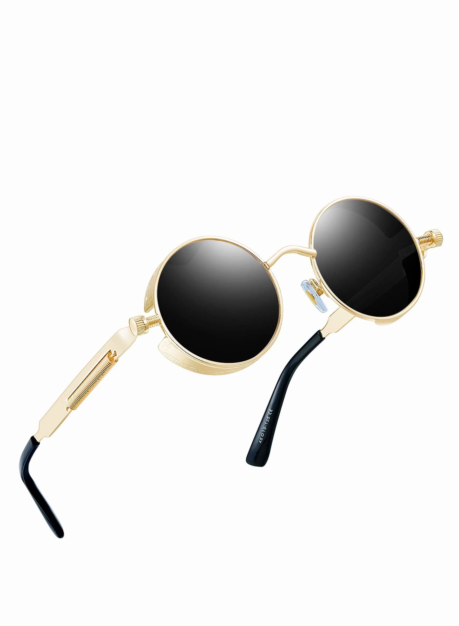 roaiss Men's Round Circle Steampunk Sunglasses