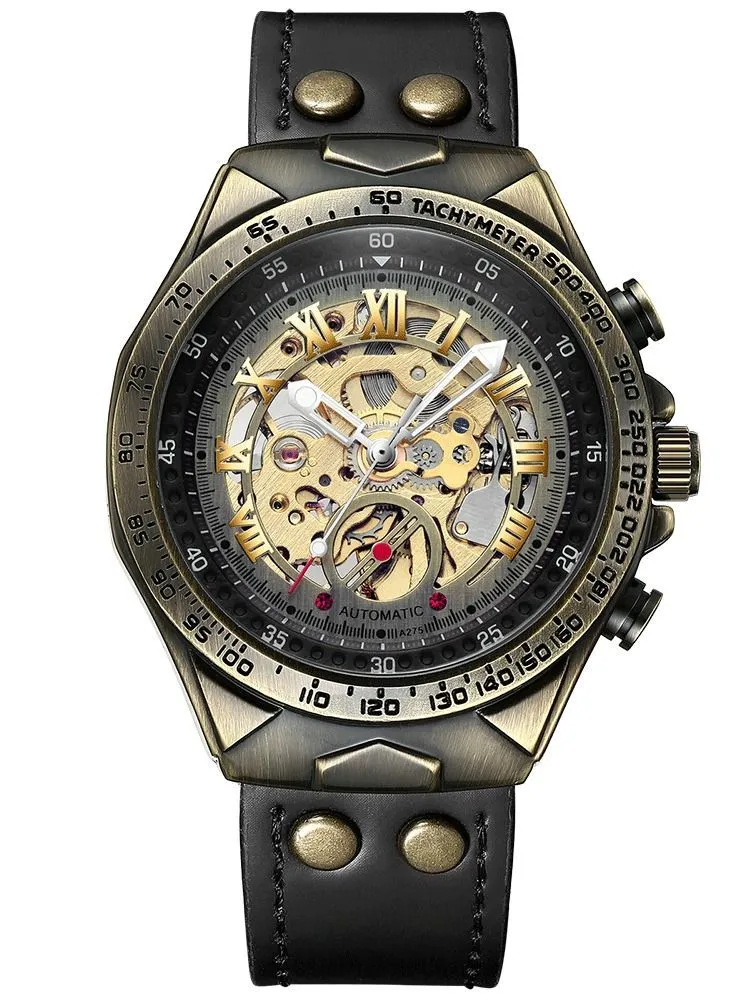 FNGEEN Men's sports analog watch + Leather watch strap