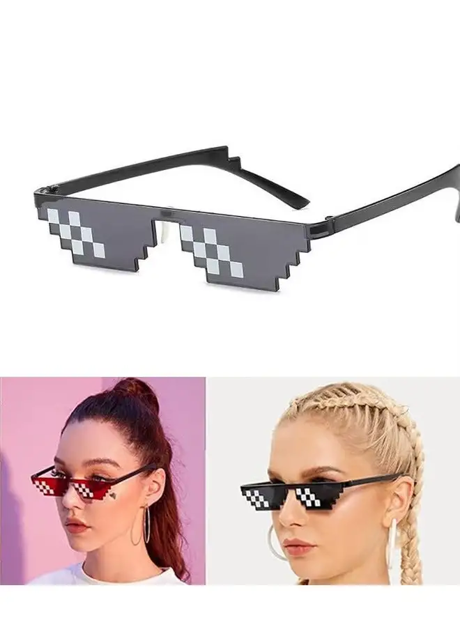 Generic 1 Pack Thug Life Sunglasses, Men Women Glass 8 Bit Pixel Mosaic Glasses Photo Props Unisex Sunglass Toy，Deal with it Glasses Bachelor Party Decor，Black