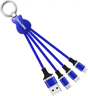 Datazone Guitar Ring USB Charger Cable 5 in 1 Multi Compatible with Type C, Micro and iPhone DZ-5C01G- Blue