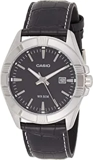 Casio Men's Black Dial Leather Analog Watch - MTP-1308L-1AVDF