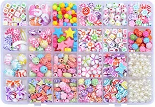 IBAMA 24 Grids Diy Porcelain White Flower Rose Butterfly Star Balloon Letter Beads Pearl Beads Are The Same As Jewelry Making Bracelet Necklace Making Letter Beads Kit(450Pcs), DIYBeads11-24-450