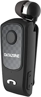 Datazone Dz-F925 Wireless Mini Retractable Portable Bluetooth Vibration Reminder Headphone Clip On (Black), Small