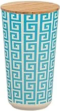 Wenko Edge Storage Container, 0.95 Litre, Sustainable Storage Tin With Decorative Pattern, Airtight Container With Bamboo Lid, For Utensils, Home Accessories & Bathroom Accessories